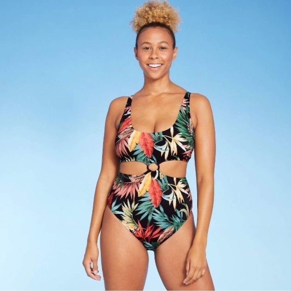 WOMEN’S Monokoni Cut Out Swimsuit - Shade & Shore - Tropicsl Print - M